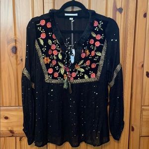 Three Bird Nest Lovestitch Embroidered Top